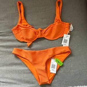 L*SPACE orange ribbed bikini